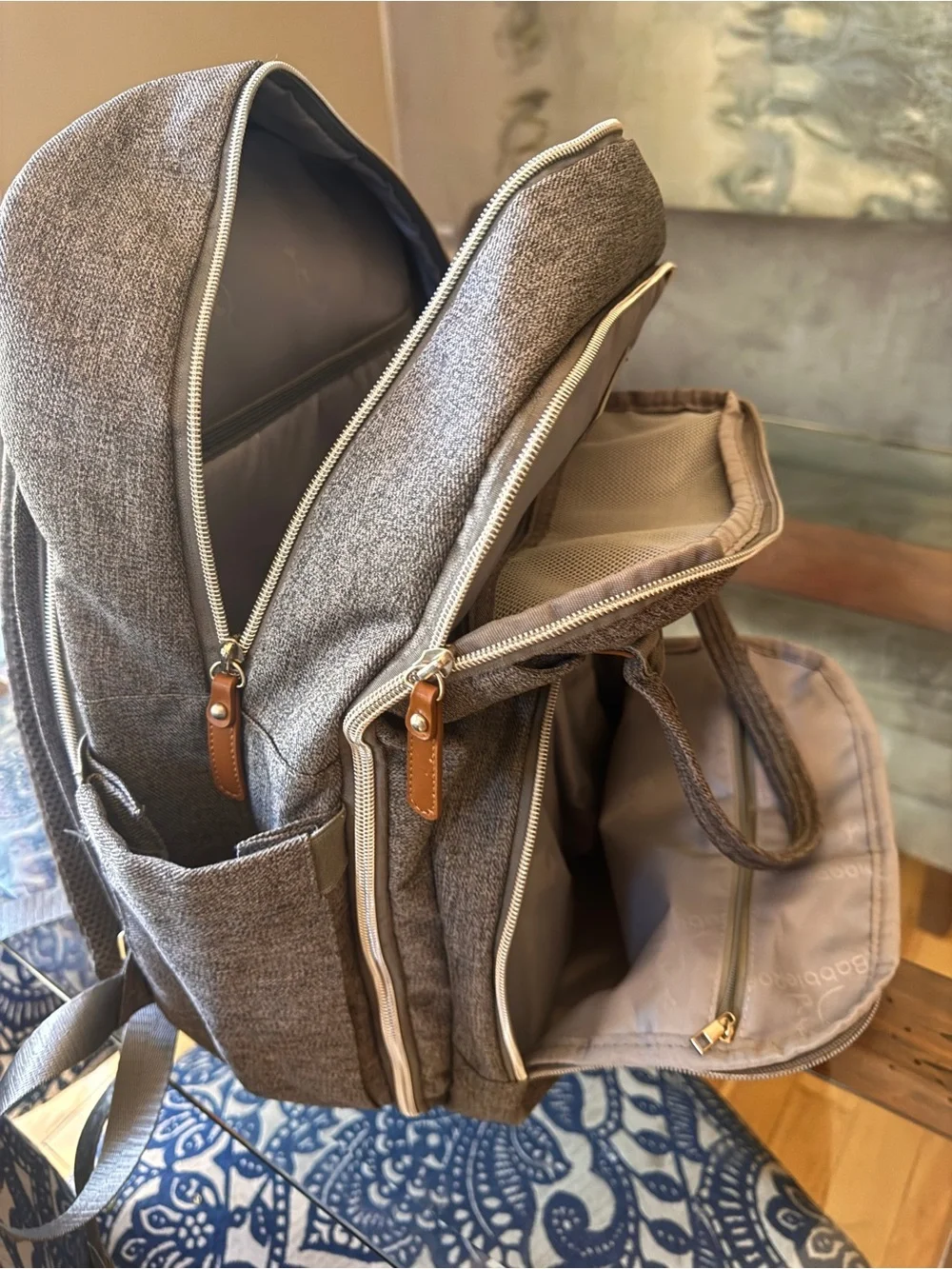 Gray Baby Diaper Backpack - Stylish Neutral Baby Bag